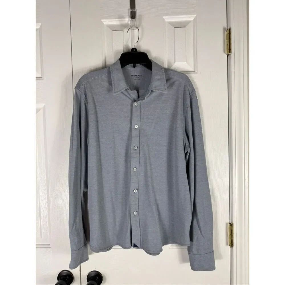 Untuckit Mens Cotton Pique Long Sleeve Button Down Shirt Size M